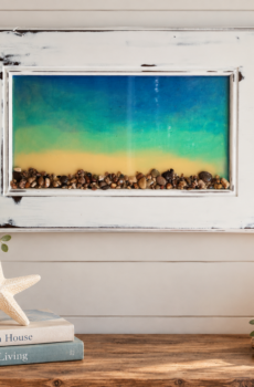 Handmade Michigan Beach Stone & Epoxy Coastal Wall Art