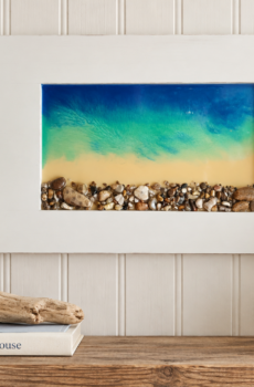 Handmade Michigan Beach Stone & Epoxy Coastal Wall Art