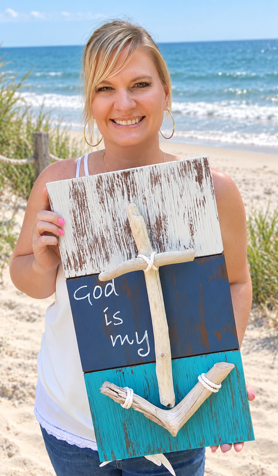 Rustic Driftwood Anchor Wall Decor | Christian Coastal Wall Art - Image 4