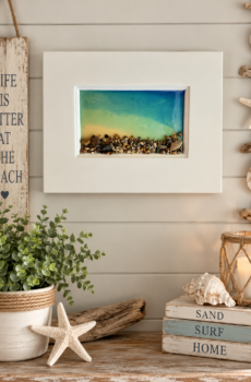 Handmade Michigan Beach Stone & Epoxy Coastal Wall Art