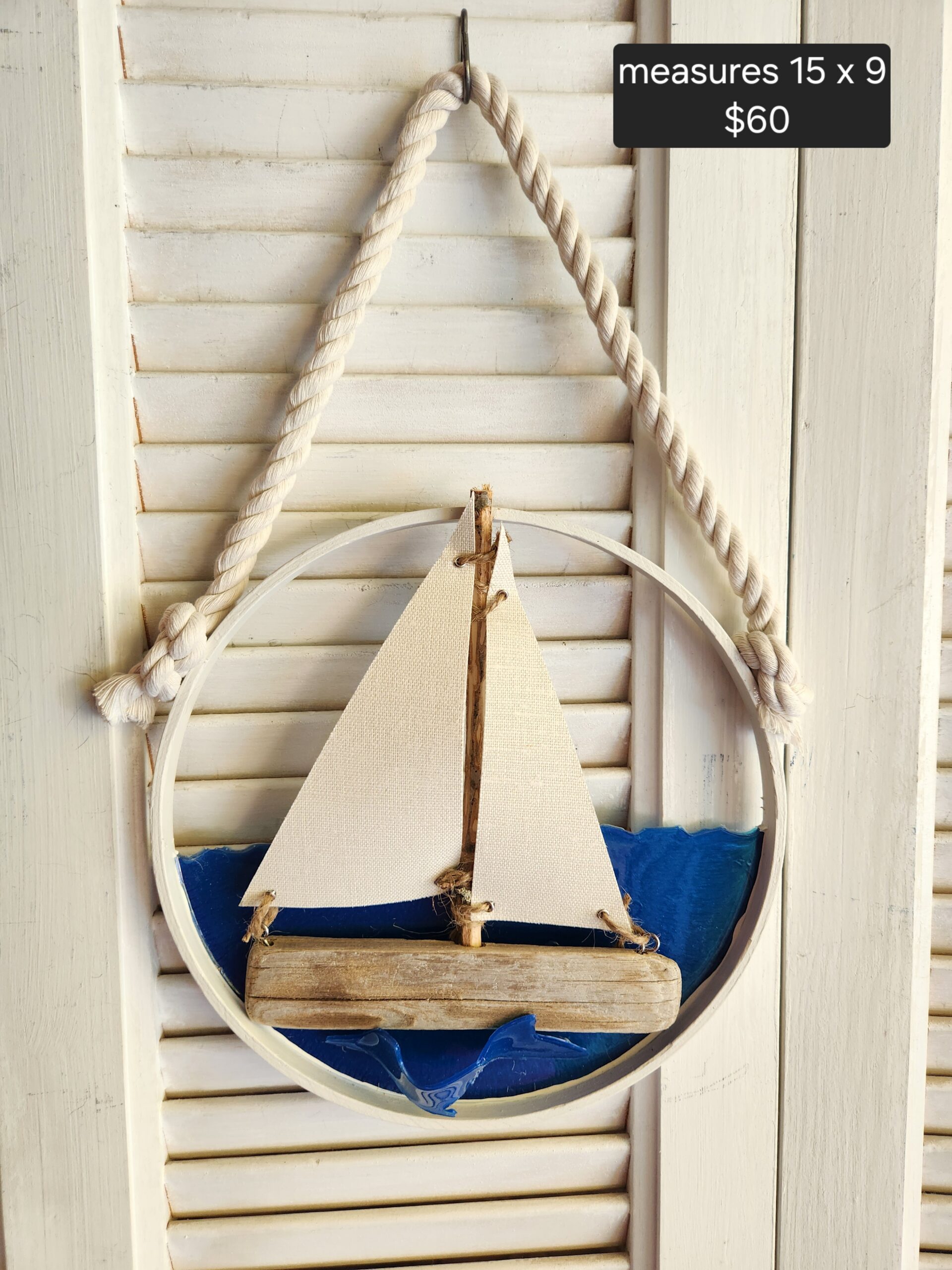 Handmade Coastal Driftwood Sailboat Wall Art - Image 3