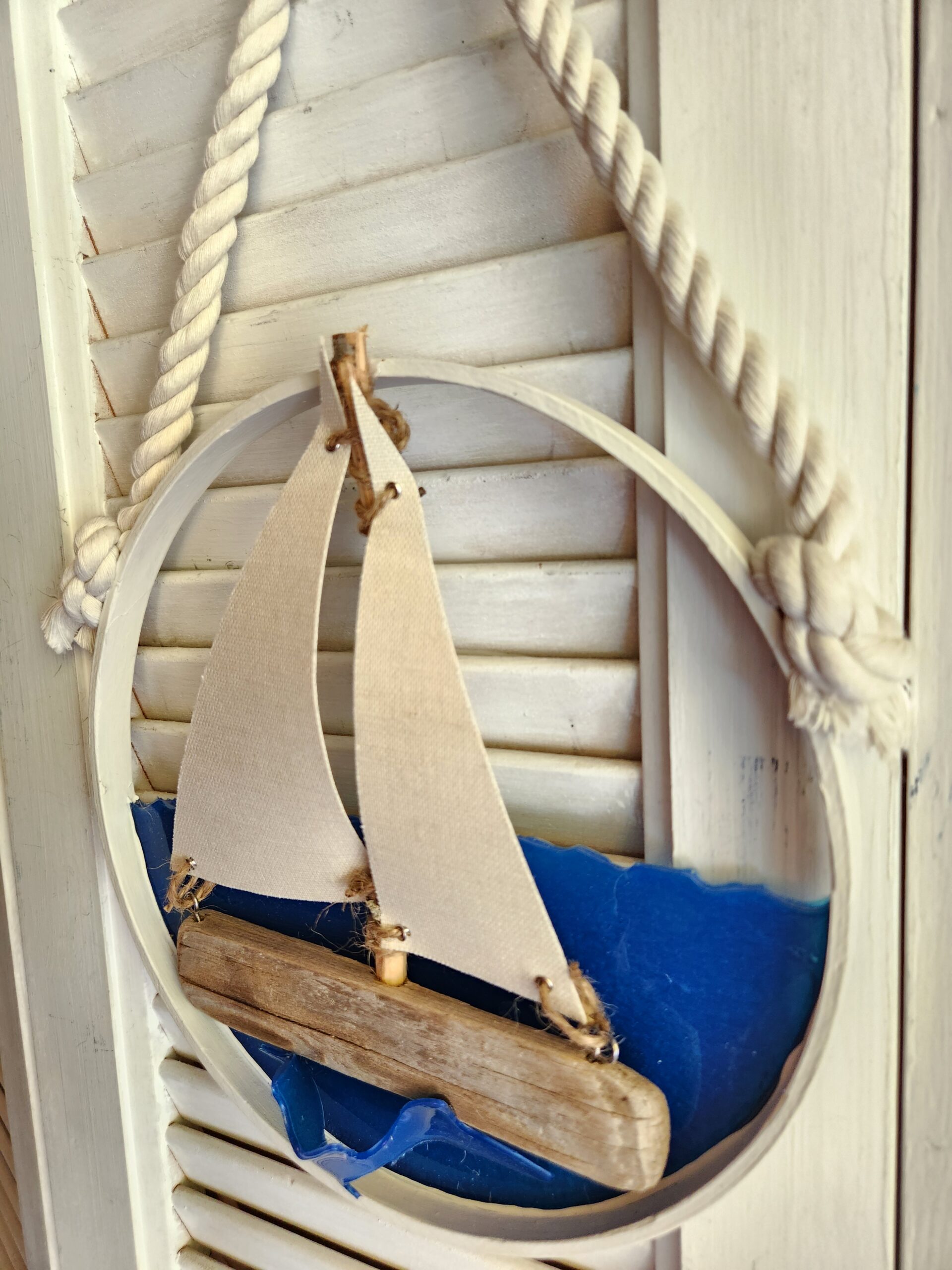 Handmade Coastal Driftwood Sailboat Wall Art - Image 4