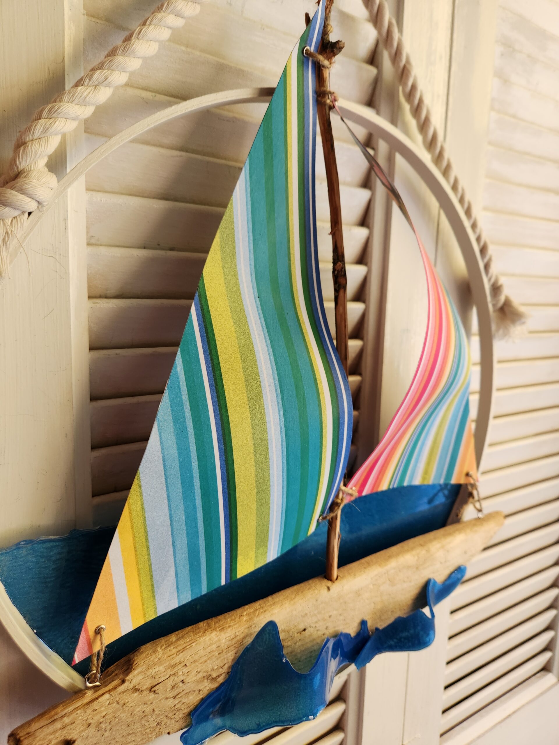 Handmade Coastal Sailboat Wall Art – Beach House Decor - Image 3