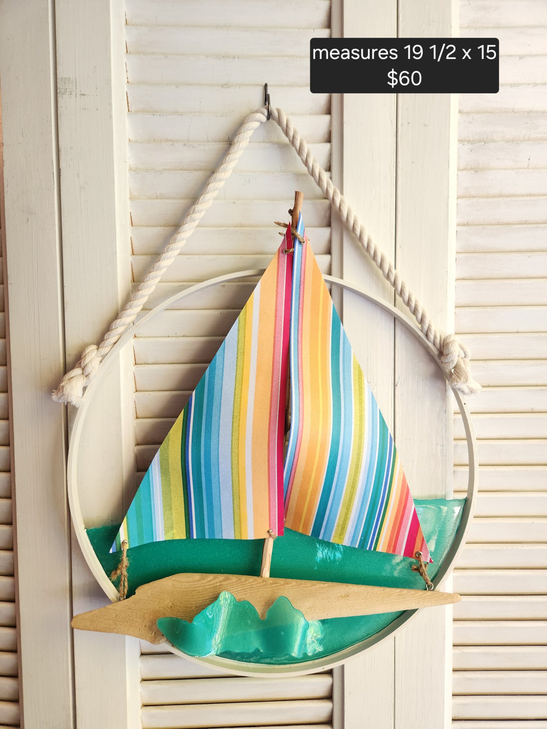 Handmade Coastal Sailboat Wall Art - Image 4