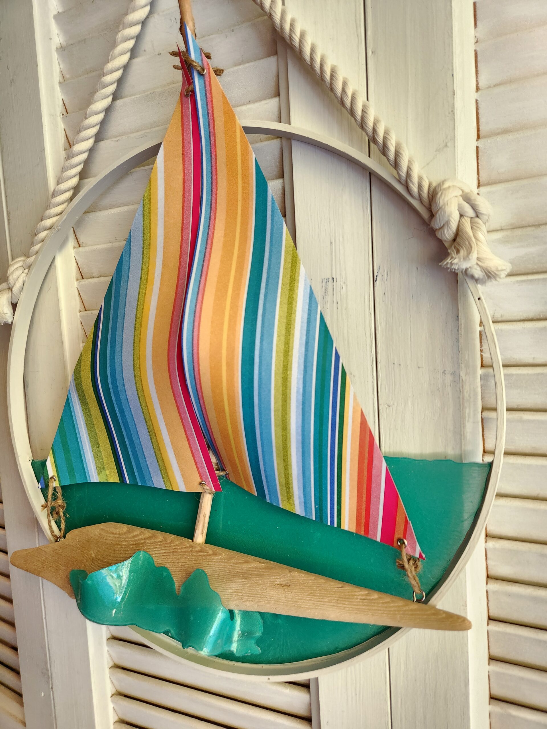 Handmade Coastal Sailboat Wall Art - Image 3