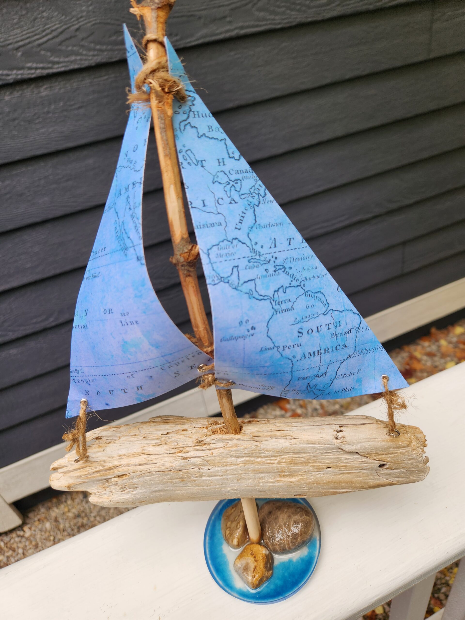 Handmade Driftwood Sailboat – Coastal Nautical Home Decor - Image 3