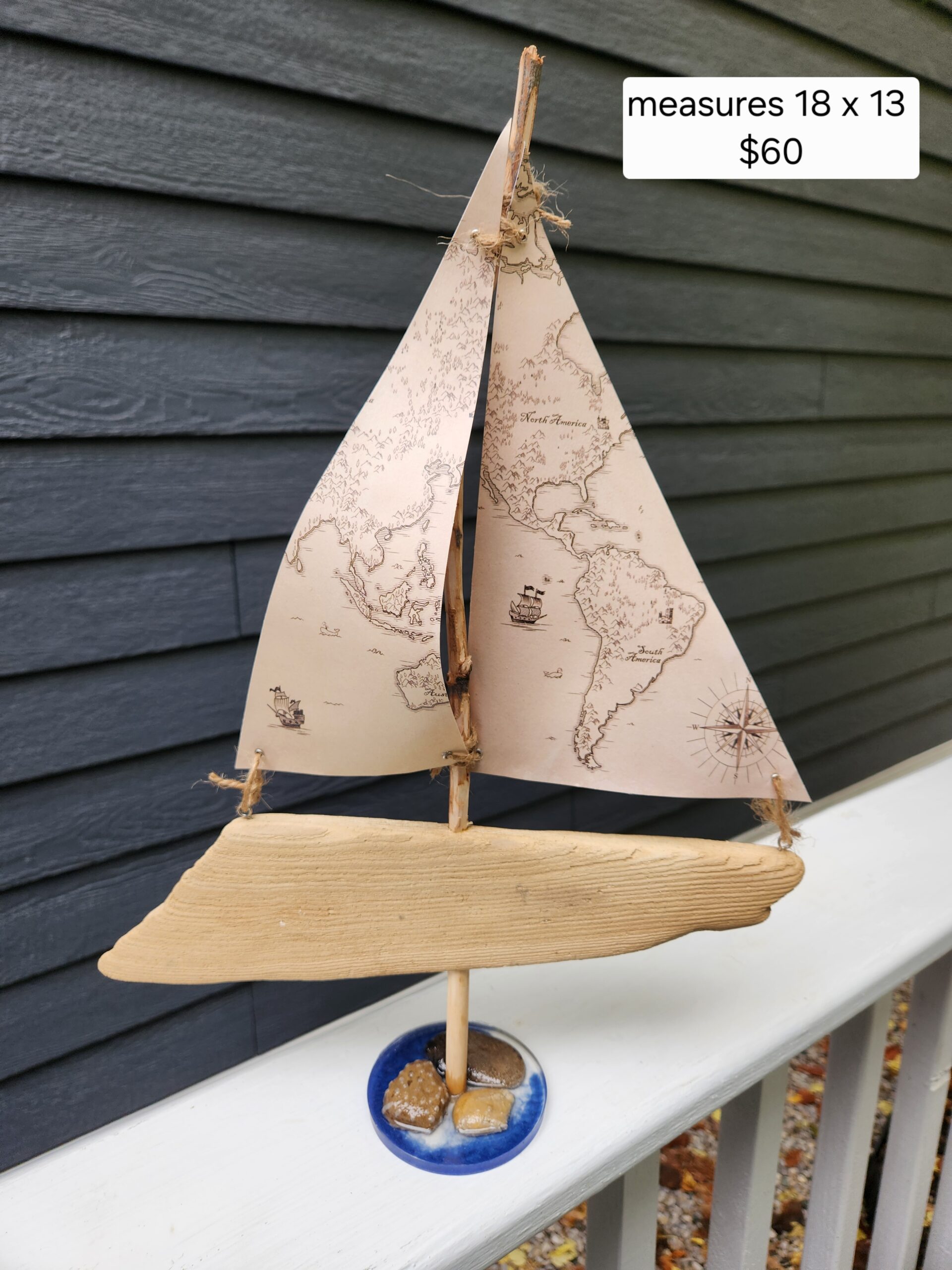 Handmade Driftwood Sailboat – Coastal Nautical Home Decor - Image 2