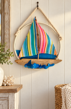 Handmade Coastal Sailboat Wall Art – Beach House Decor