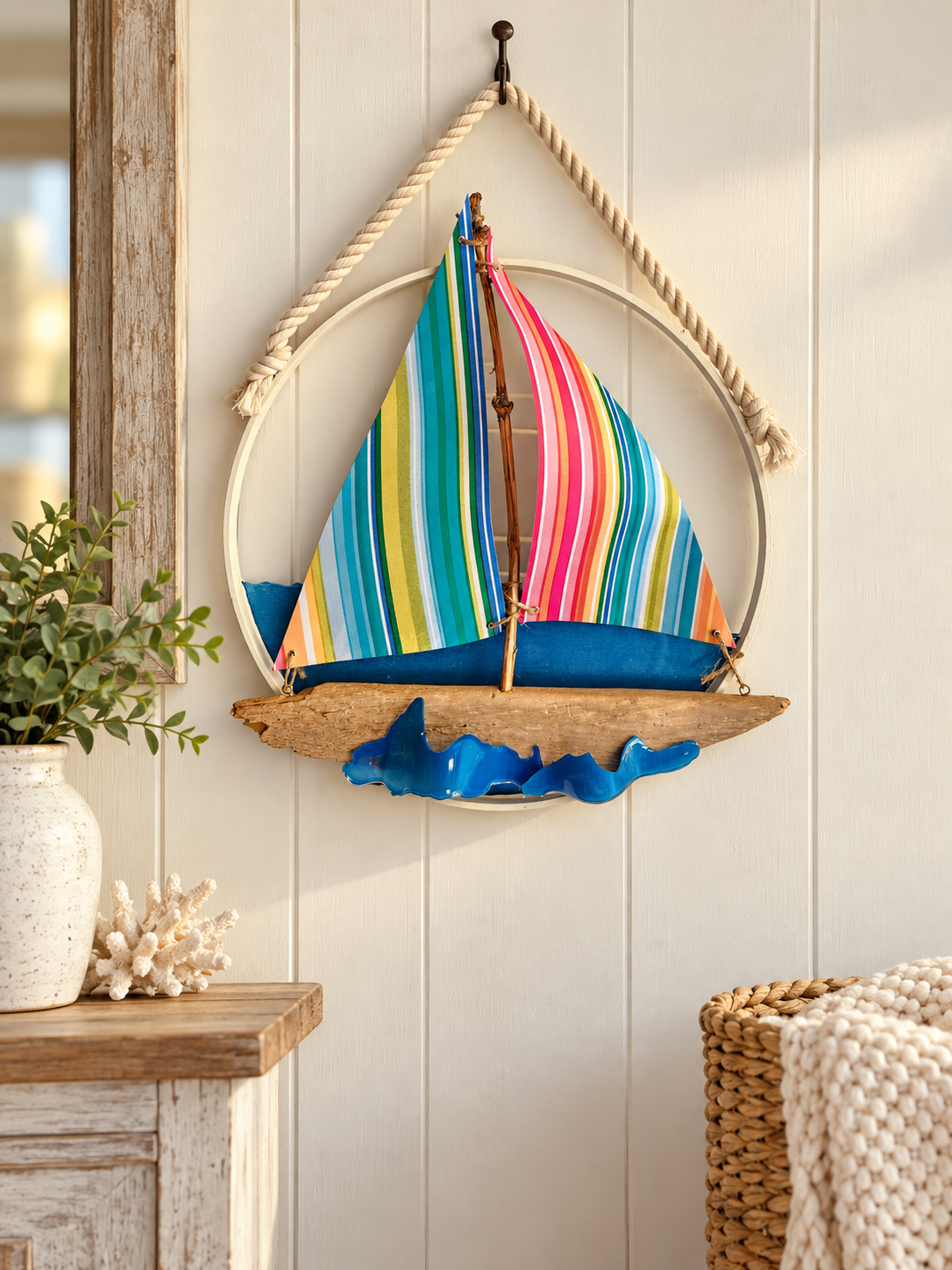 Handmade Coastal Sailboat Wall Art – Beach House Decor