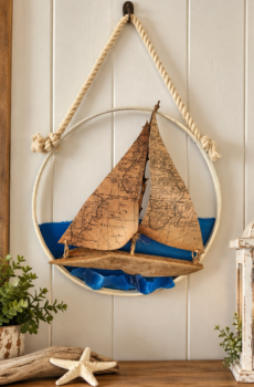 Handmade Coastal Driftwood Sailboat Wall Art & Suncatcher