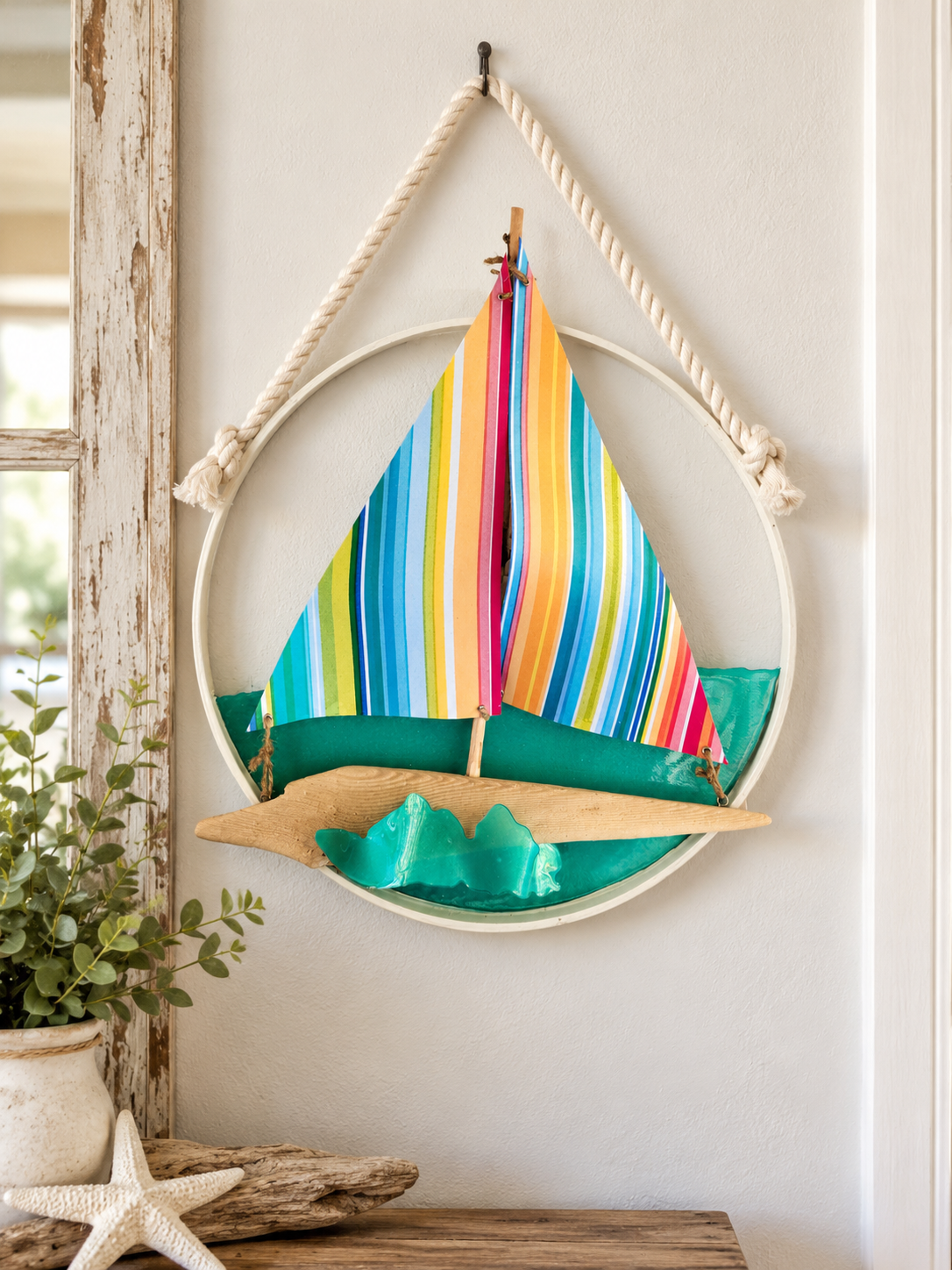 Handmade Coastal Sailboat Wall Art
