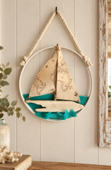 Handmade Coastal Driftwood Sailboat Wall Art & Suncatcher