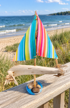 Handmade Driftwood Sailboat – Coastal Nautical Home Decor