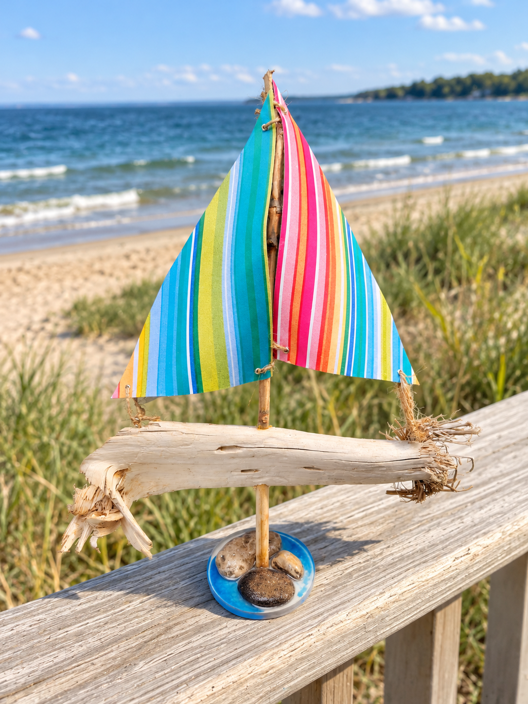 Handmade Driftwood Sailboat – Coastal Nautical Home Decor