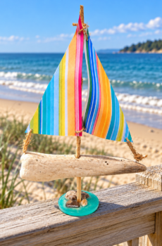 Handmade Driftwood Sailboat – Coastal Nautical Home Decor