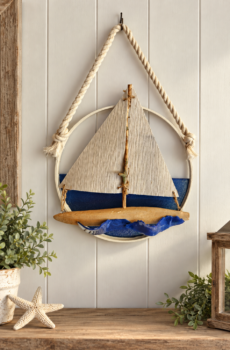 Handmade Coastal Driftwood Sailboat Wall Art & Suncatcher