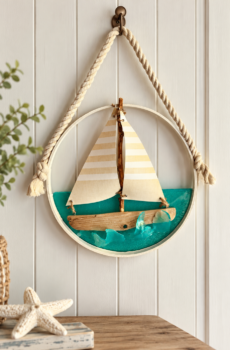 Handmade Coastal Driftwood Sailboat Wall Art & Suncatcher