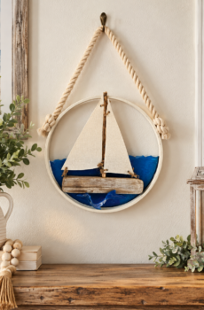 Handmade Coastal Driftwood Sailboat Wall Art
