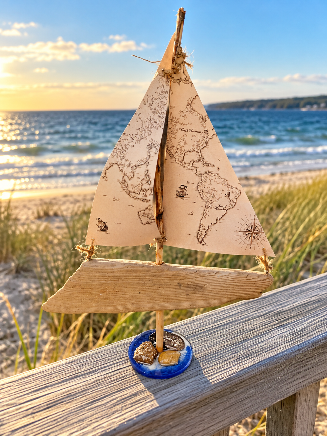 Handmade Driftwood Sailboat – Coastal Nautical Home Decor