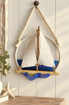 Handmade Coastal Driftwood Sailboat Wall Art & Suncatcher