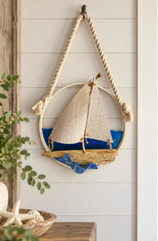 Handmade Coastal Driftwood Sailboat Wall Art & Suncatcher