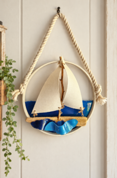 Handmade Coastal Driftwood Sailboat Wall Art & Suncatcher