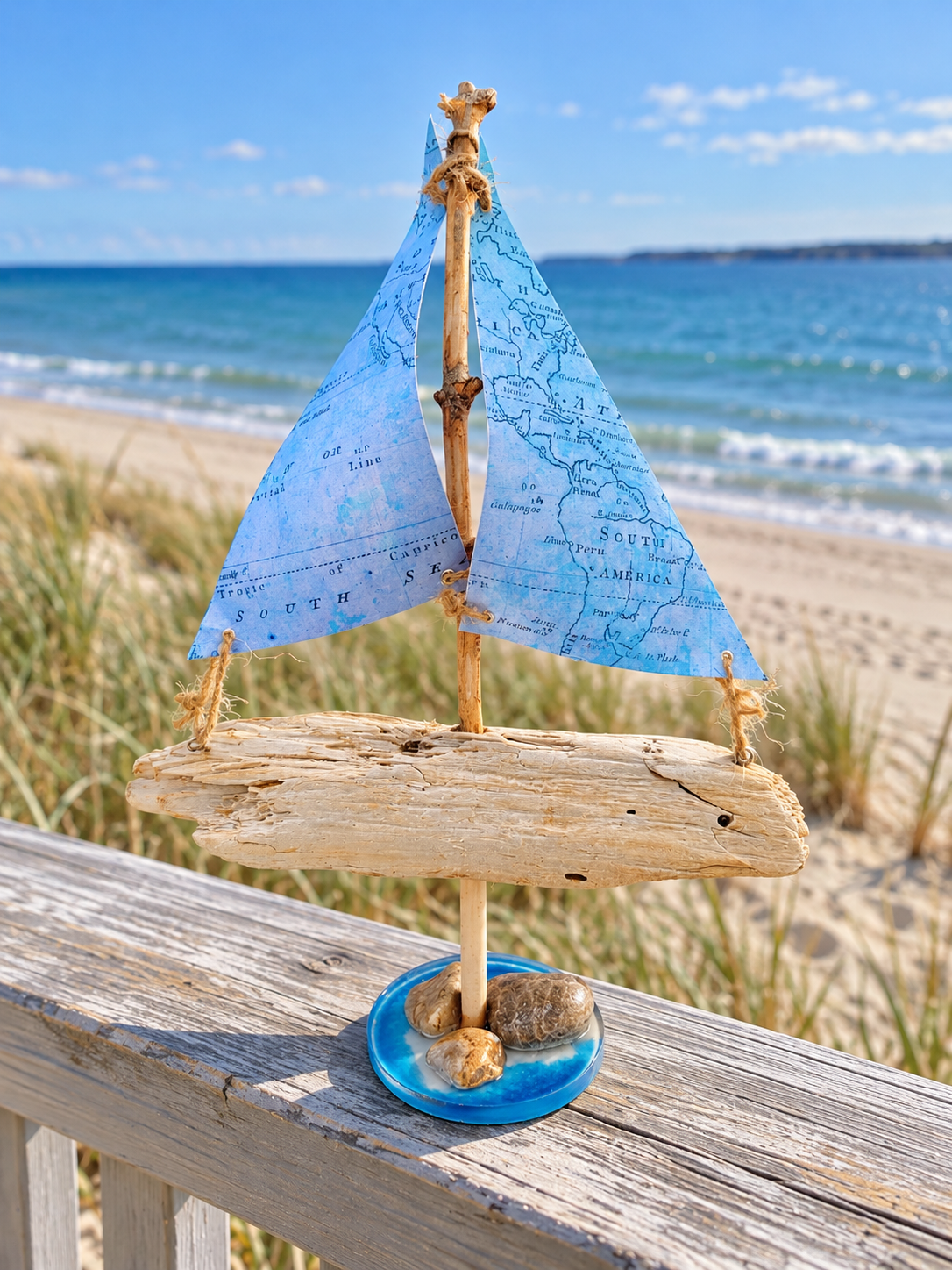 Handmade Driftwood Sailboat – Coastal Nautical Home Decor